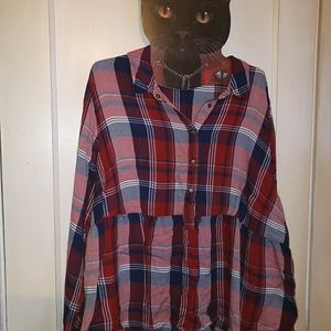 Plaid flounce tunic